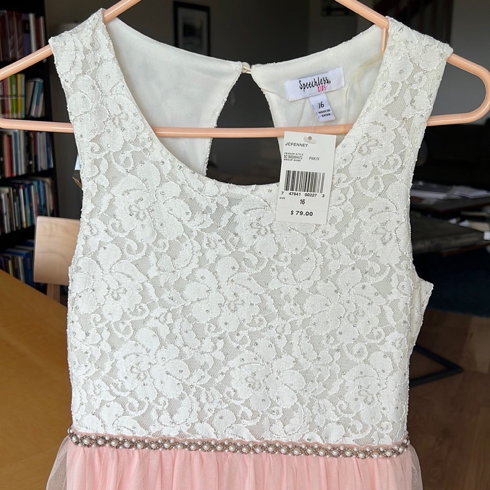 Speechless kids white and pink formal dress sz 16 NWT